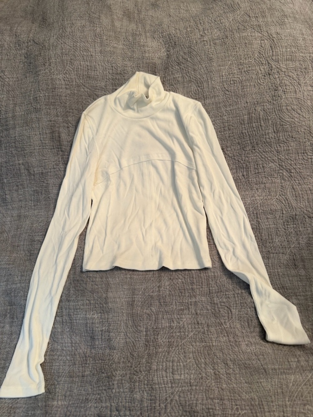 Wilfred Cream Ribbed Long-Sleeve Turtleneck Top